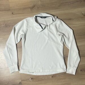 Salomon Textured‎ Thermal Top Womens Small White Asymmetrical Zip Stand Collar